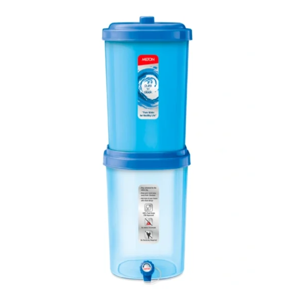 Milton Pure N Sleek 15 Non Insulated Water Filter, 1 Piece, 15L/20L, Blue/Turquoise | BPA Free | Easy to Carry | 2-Stage Purification - Image 2