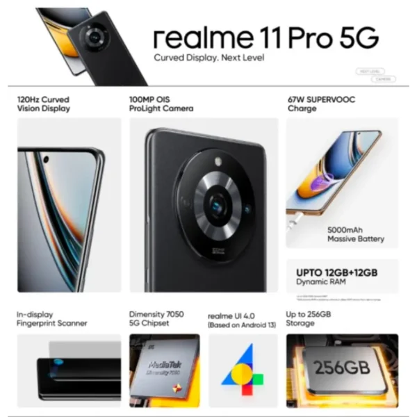 realme 11 Pro 5G (Astral Black, Oasis Green, Sunrise Beige, 8GB RAM & 12GB RAM, 256GB Storage) - Image 4